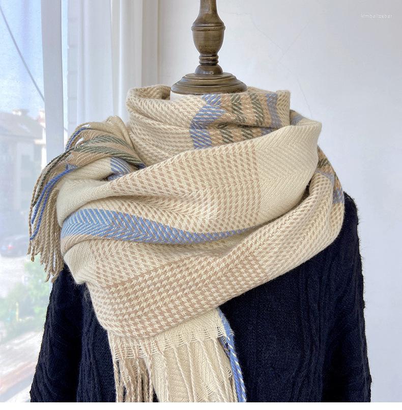 

Scarves Autumn And Winter Women Scarf Female Plaids Design Faux Cashmere Shawl Dual-use Thick Couple Sweet Shawls 2023