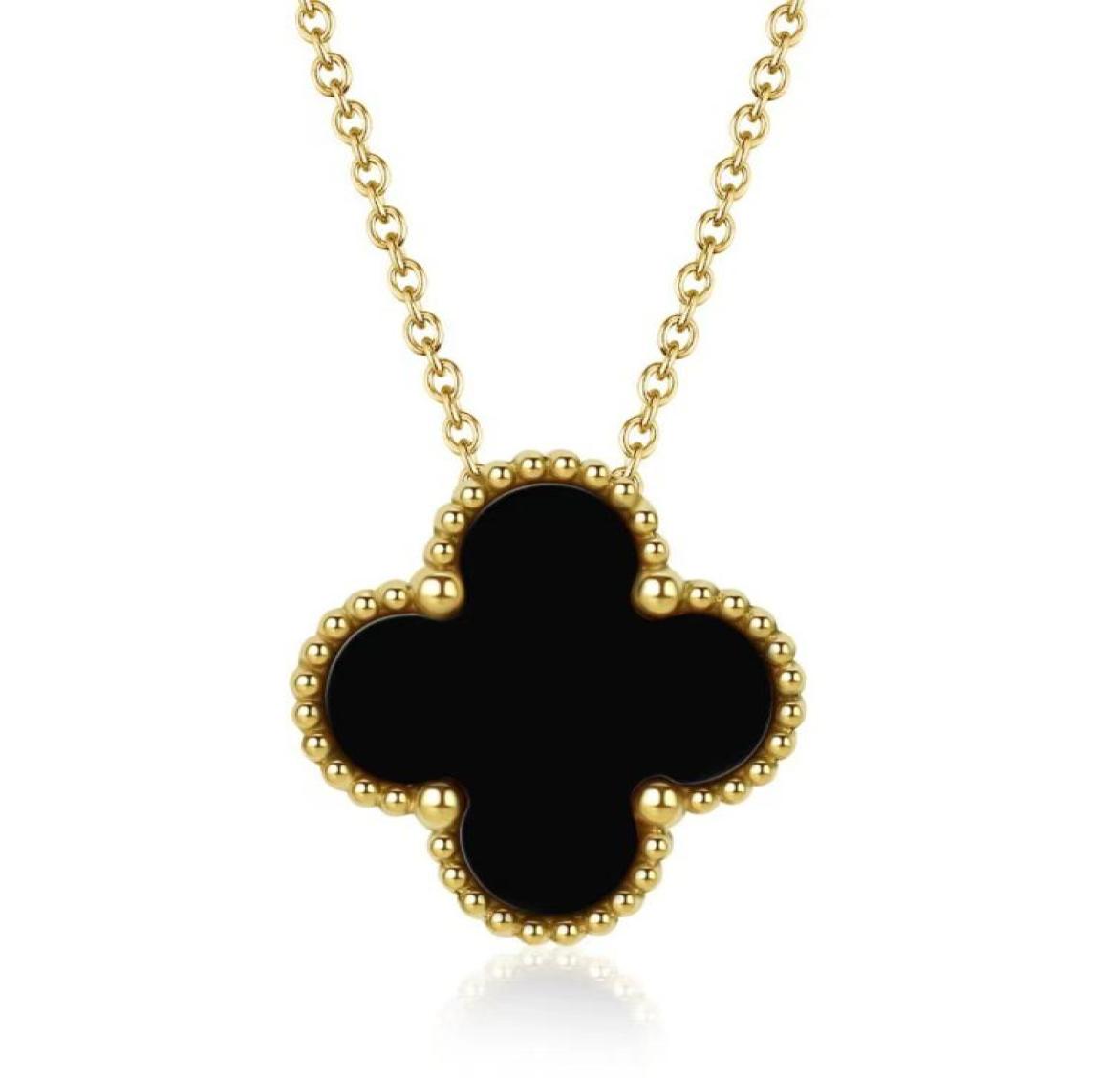 

Luxury Clover Stud Earring Gold Stainless Steel Necklace Jewelry for Women7275096