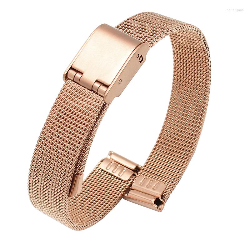 

Watch Bands Stainless Steel Small Size Watchband For Brand Wristband Fashion Lady Strap Black Blue Silver Golden Rosegold 8mm10mm12mm