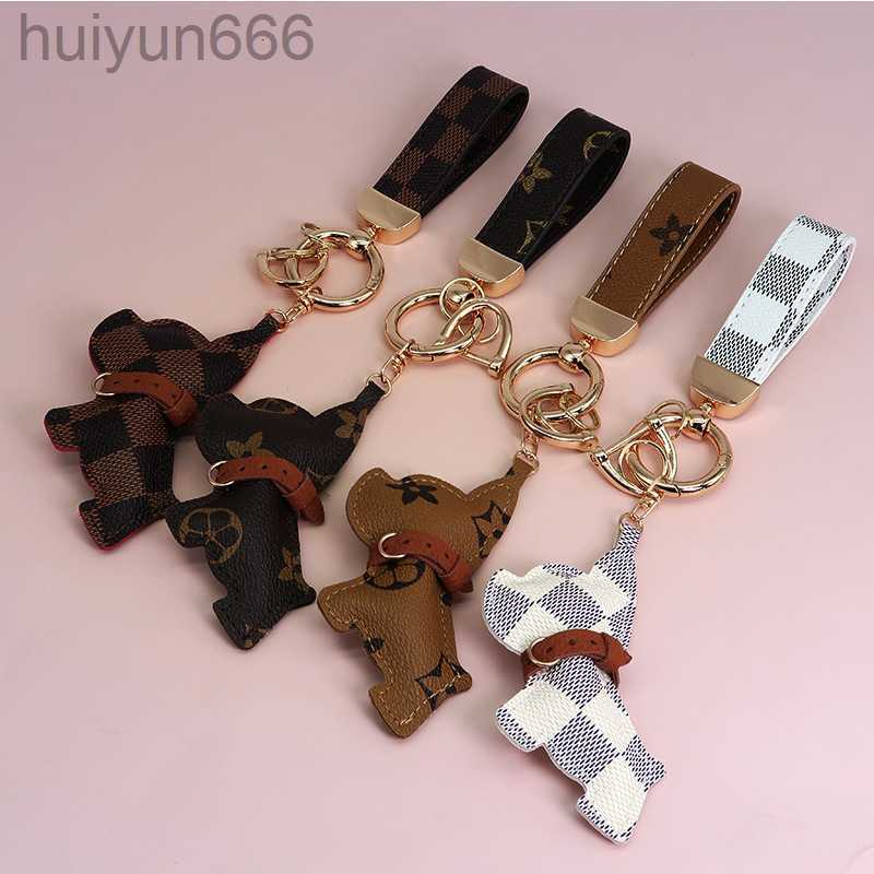 

Designer Cartoon Animal Small Dog Key Chain Accessories Key Ring PU Leather Letter Pattern Car Keychain Jewelry Gifts