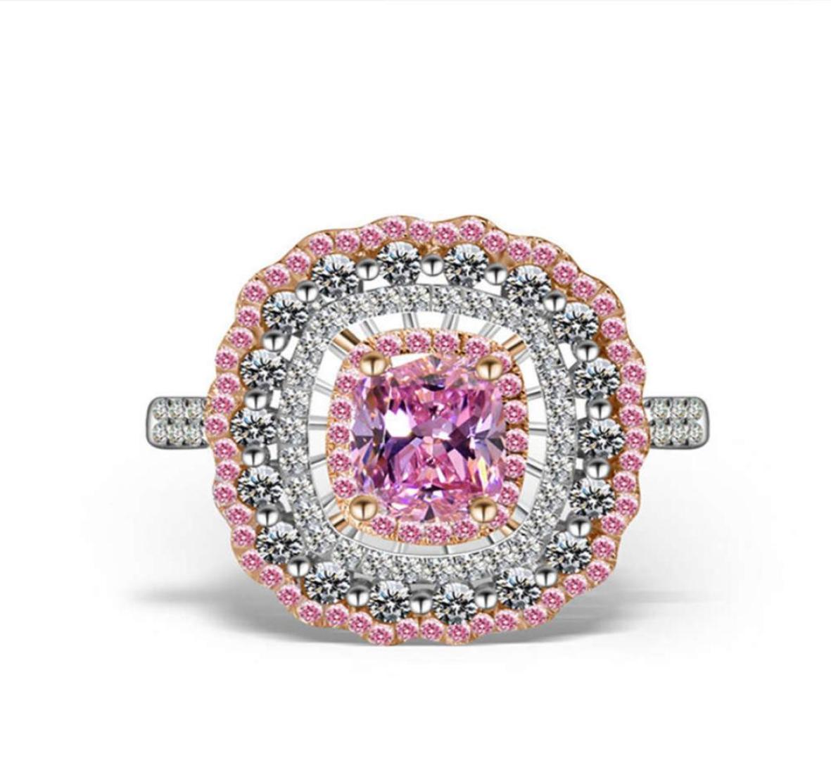 

HBP fashion Shi Pei jewelry micro inlaid zircon Pink Diamond Rose Gold palace luxury ring women039s suit6130974