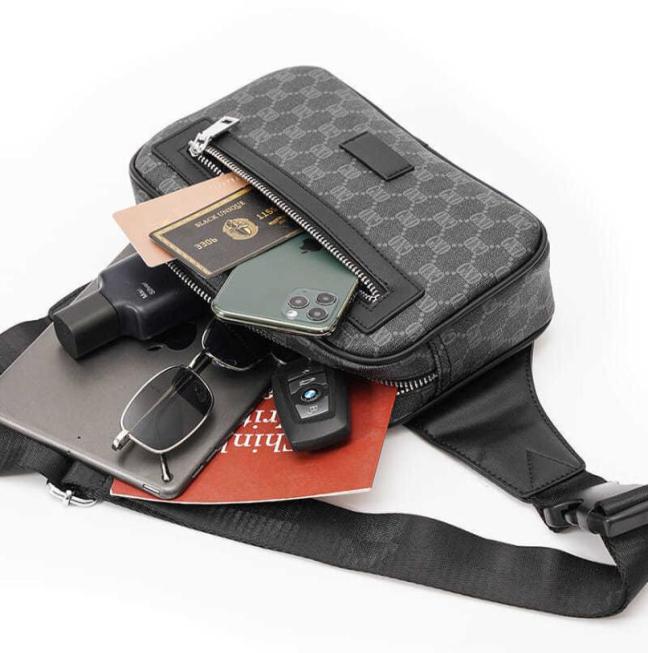 

Mens women bags Unisex Men Women leather Sport Fanny Pack Belly Waist Bum Bag Belt Jogging Pouch Back grid7713988, Black