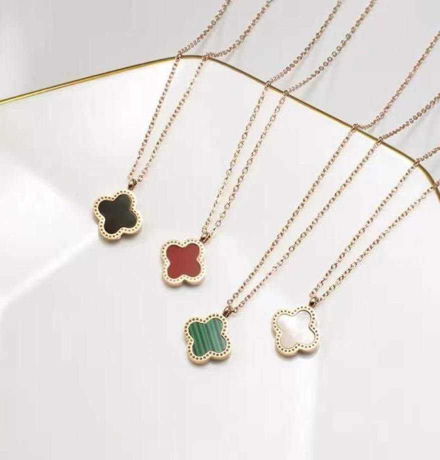 

Luxury Design Double Side Clover Pendant Necklace Jewelry for Women Gift9507229
