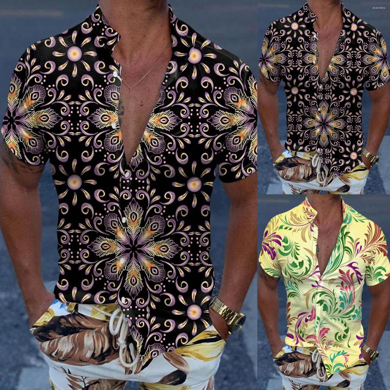 

Men' T Shirts Men' Large Mens Dress Long Sleeve Men Casual Short Spring Summer Turndown Neck 3D Printed Plain Shirt, Purple