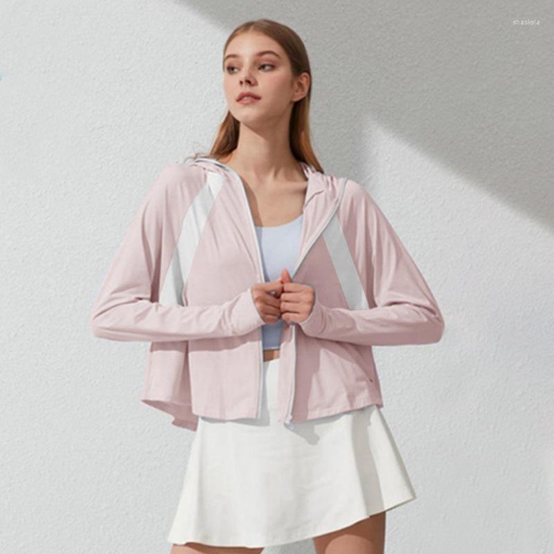 

Women's Jackets Anti-Ultraviolet Sun Protection Clothing Riding Fishing Jacket Outdoor Sports Protective Hoodie Short Coat Cool Summer, Gold