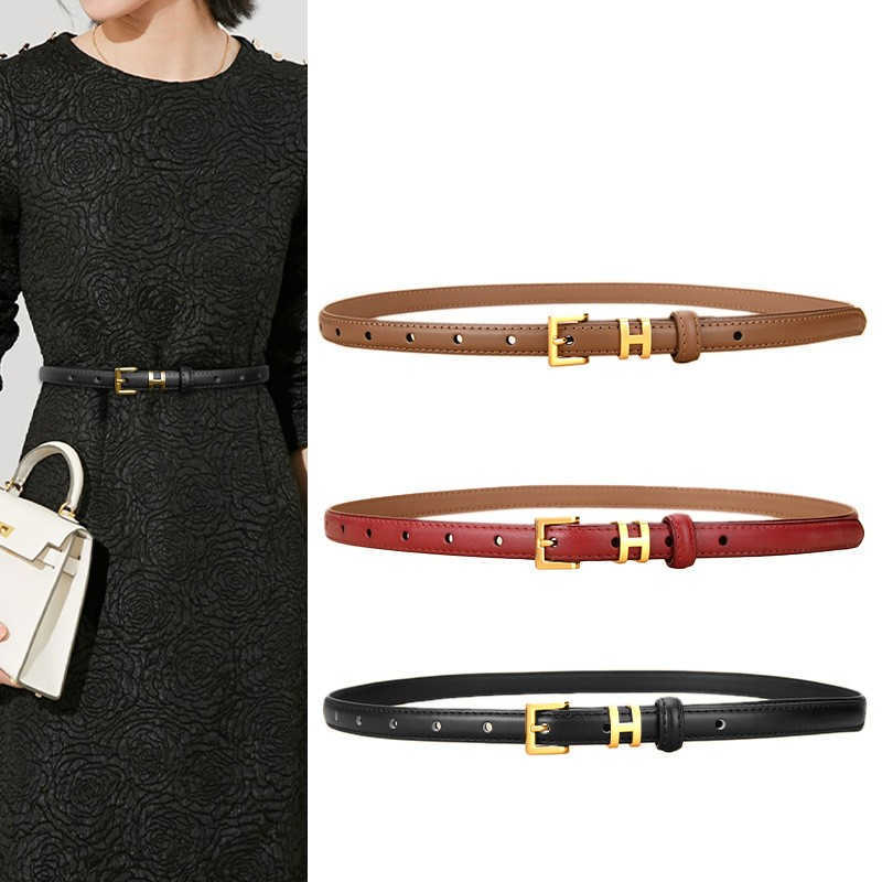 

Designer New Belt Women's Genuine Leather Thin H Home Fashion Simple Versatile Cowhide Small Decorative Dress
