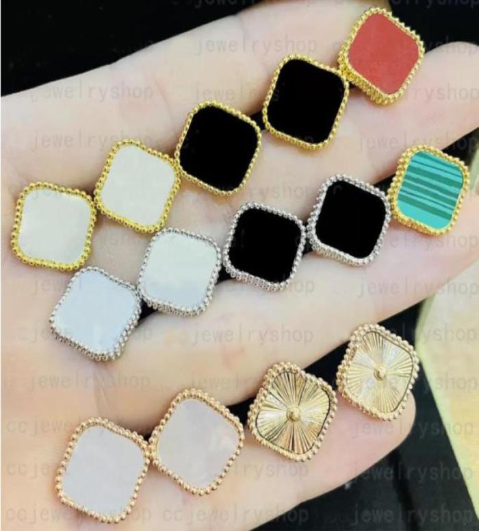 

Fashion Vintage Four Leaf Clover Charm Stud Earrings for lady Women Party wedding lovers gift engagement jewelry for Bride NRJ3631524