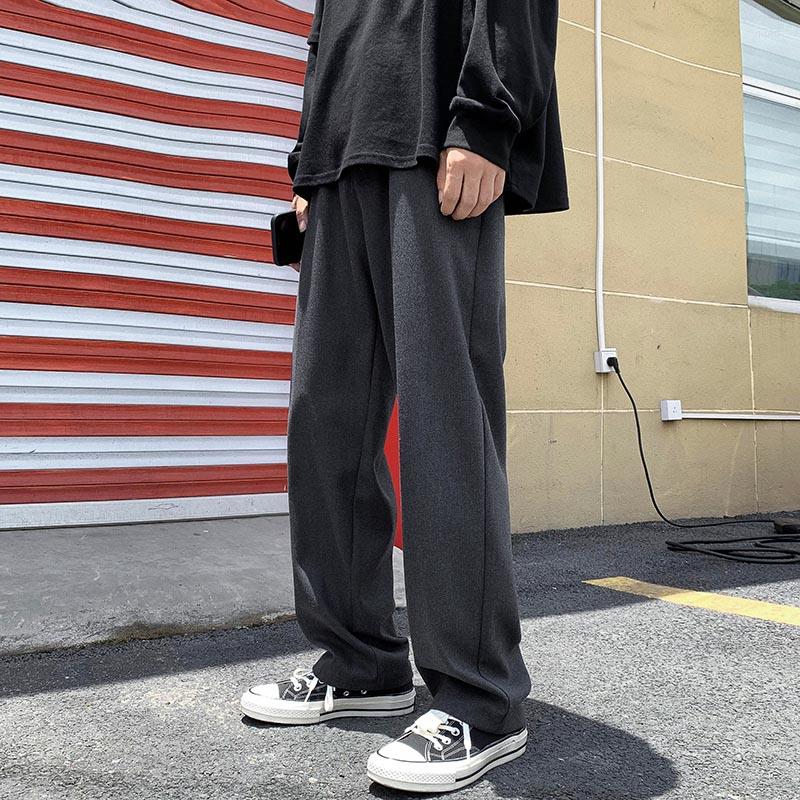 

Men's Pants 2023 Men's Woolen Casual Straight Trousers Solid Korean Fashion High Quality Handsome Street Male Long T187, Black