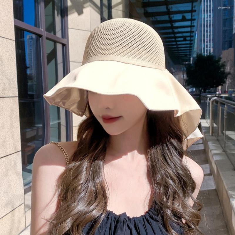 

Wide Brim Hats Decorative Multifunctional Neck Protection Lady Summer Cap Lightweight Women Fisherman Hat Band Headwear, Black
