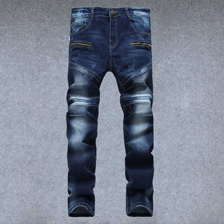 

Mens Distressed Ripped Jeans Slim Fit Motorcycle Biker Denim For Men Destory Hole Hip Hop Men Jeans, Blue