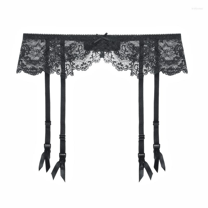 

Garters Varsmiss Women's Sexy Lingerie Lace Garter Suspenders Transparent Underwear Adjustable Double Breasted Waist Belt For Stockings, Black