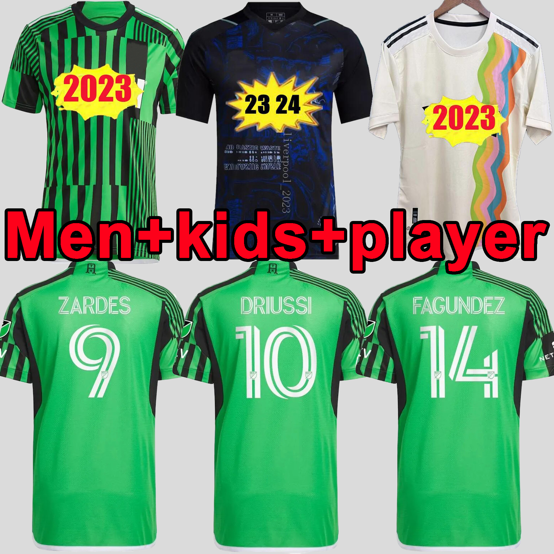 

MLS 2023 Austin FC soccer jersey home 23 24 Fagundez Rigoni Zardes Driussi PEREIRA GALLAGHER football shirts fans player version thailand quality men kids kit, 23 24 one planet kids