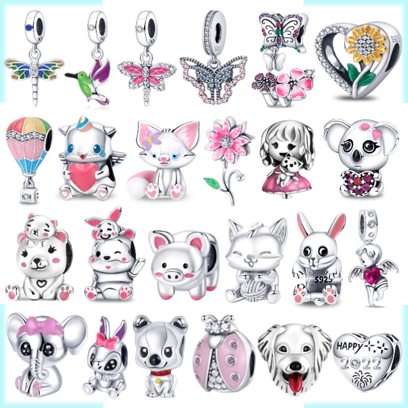 

2023 New 925 Sterling Silver Pandora Dangle Charm The Colorful Flower Hummingbird Spring Flower Bracelet Jewelry Accessories DIY Production