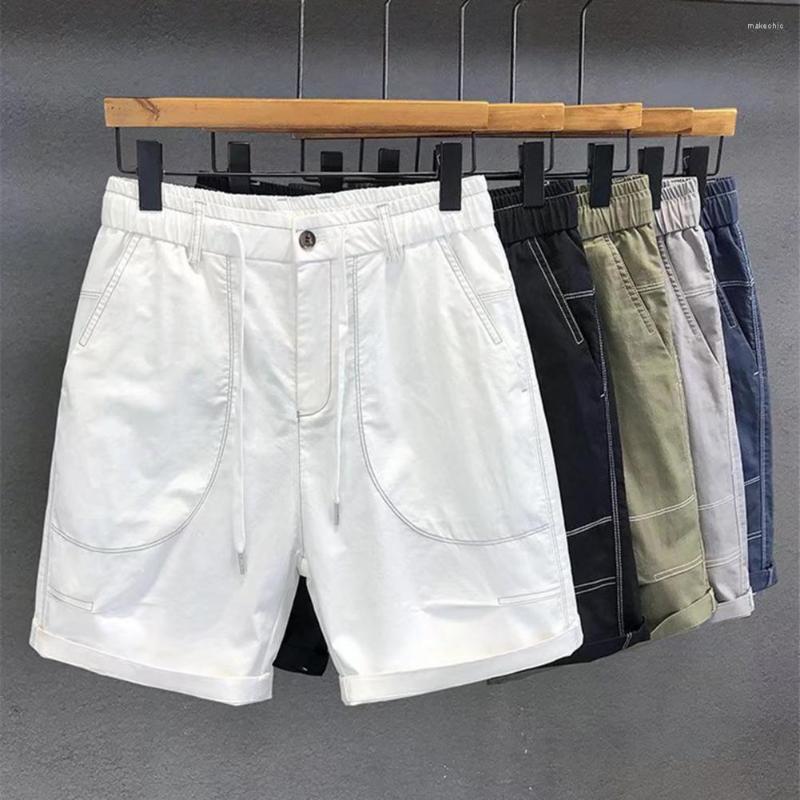 

Men's Shorts Young Summer Cargo Elastic Waist Straight Men Sweatpants Firm Stitching, Black