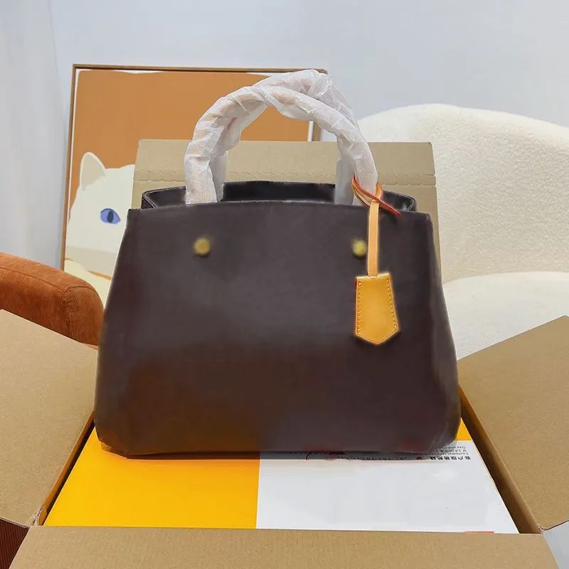 

Shoulder Bag Designer Crossbody Messenger Handbags women Leather Tote Bags 2 size 28cm 33cm, Brown-28cm