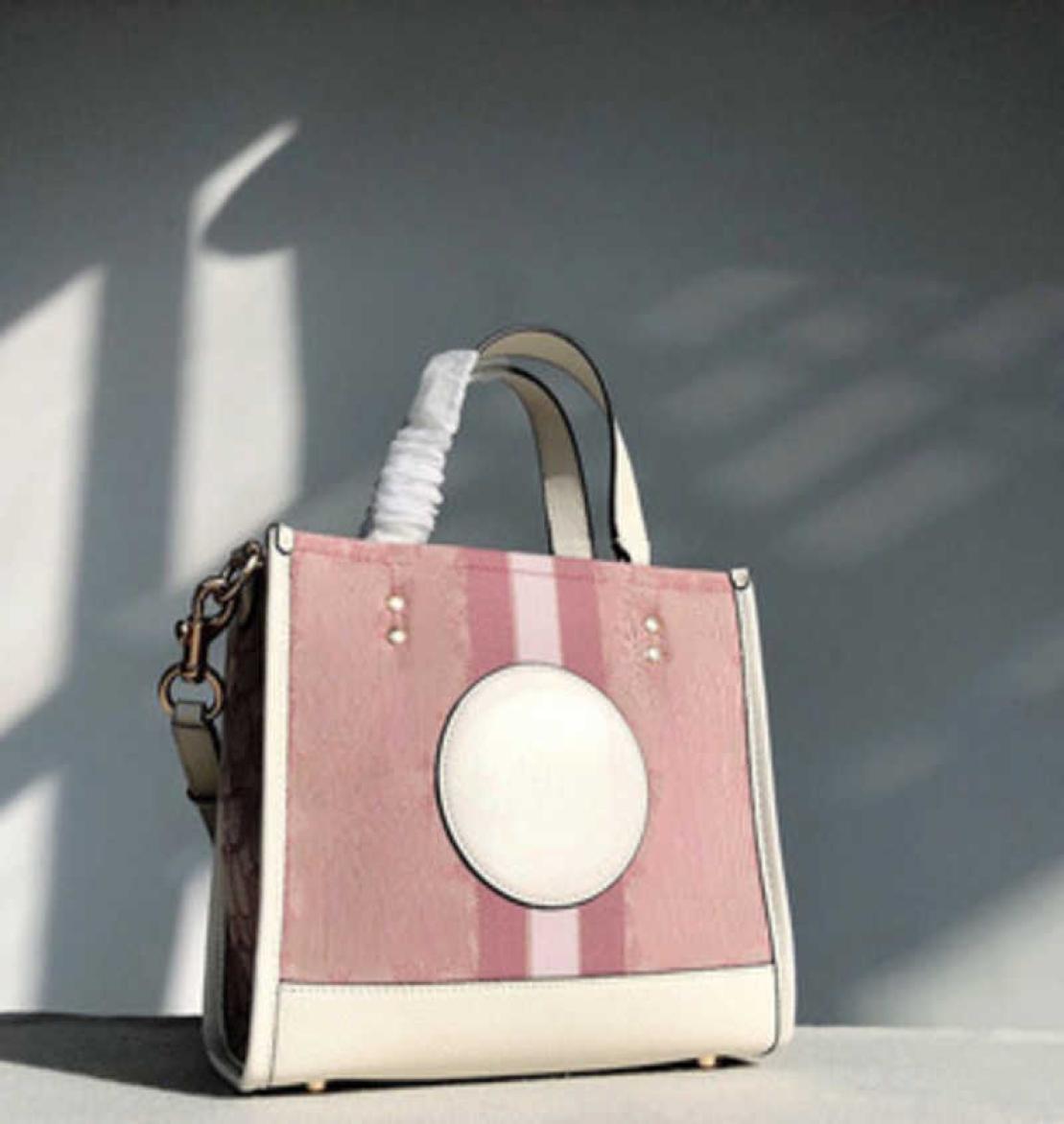 

Evening Bags Shoulder Bags 2023 commuting new trendy New Female Dempsey 22 Portable Tote Chambray field round cake shopping bag3880101, White