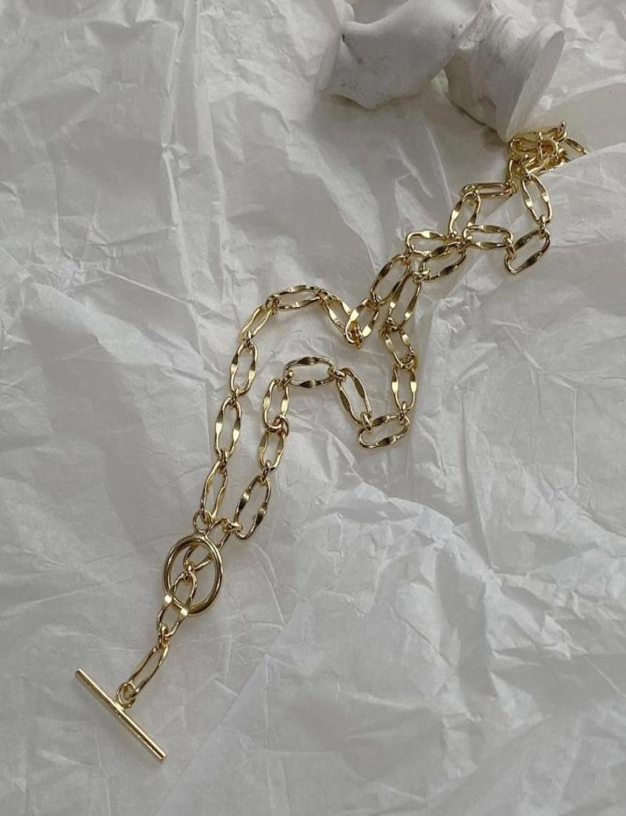 

Thick Link Chains Necklace For Women OT Toggle 925 Sterling Silver Chokers INS Industrial Punk Rock Fashion Jewelry7514165