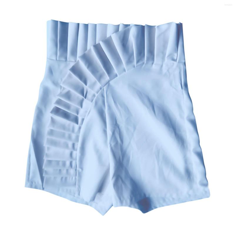 

Women's Shorts Ruffled Hem Pure For Lady Pleated High Waisted Temperament Women Solid Color Pantalones Cortos De Mujer Wholesale, Beige