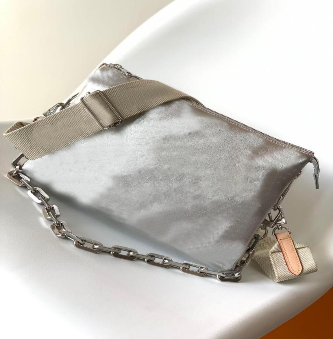 

2022 Leather Coussin Bags WOC Chain Bags Women039s Luxury Fashion Designer Bags Women039s Clutches Classic High Quality Girl7839449, Silver