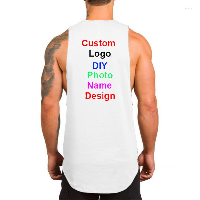 

Men's Tank Tops Design Brand Logo/Picture Custom Mens Top Workout Gym Clothing Bodybuilding Fitness Singlets Sleeveless Vest Shirt Men, White