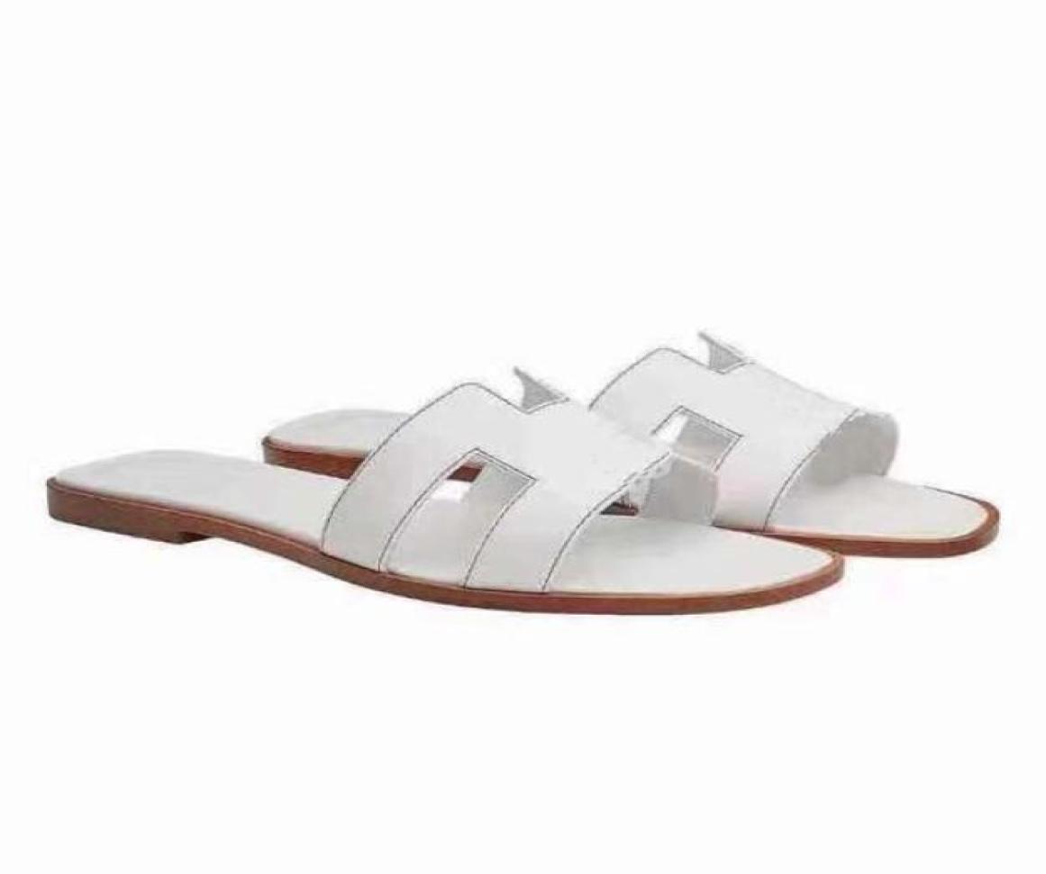

High Quality Woman Slipper Fashion Sandals Super Star Flat Casual Shoes Genuine Leather Flip Flops Size 3443 With box4558405, Black