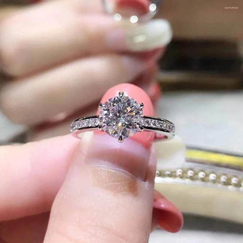 

Wedding Rings Classic Female Round Heart Arrow 6 Zircon For Women Eternity Party Gift Trendy Jewelry Bague Anillos
