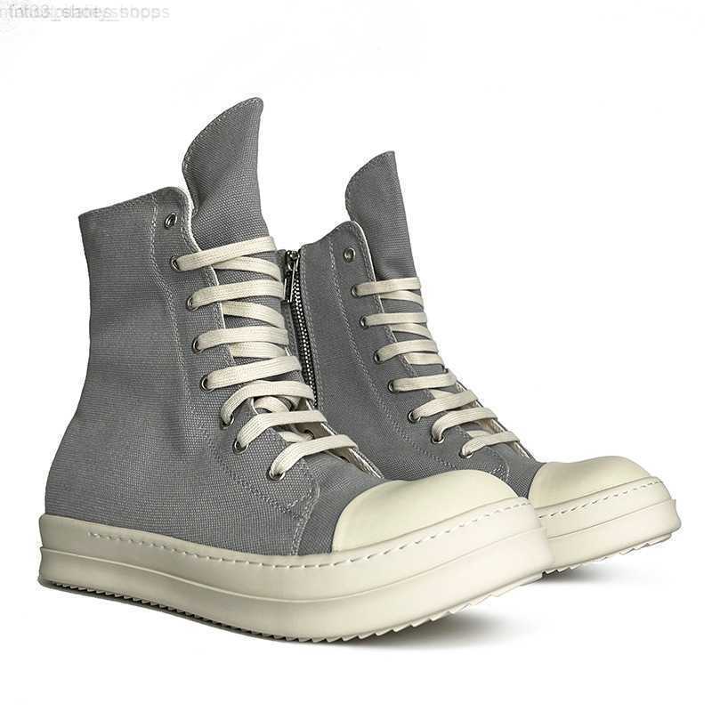 

Men's Rick Casual Shoes High Top Canvas RO Owens Grey Women's Board Shoes
