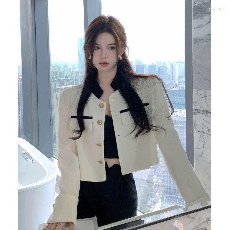 

Women' Jackets Design Temperament White Blazers Femme Chaqueta Mujer Long Sleeve Coat Korean Style Chic Button Jacker 2023 Shirt Top Female, Beige