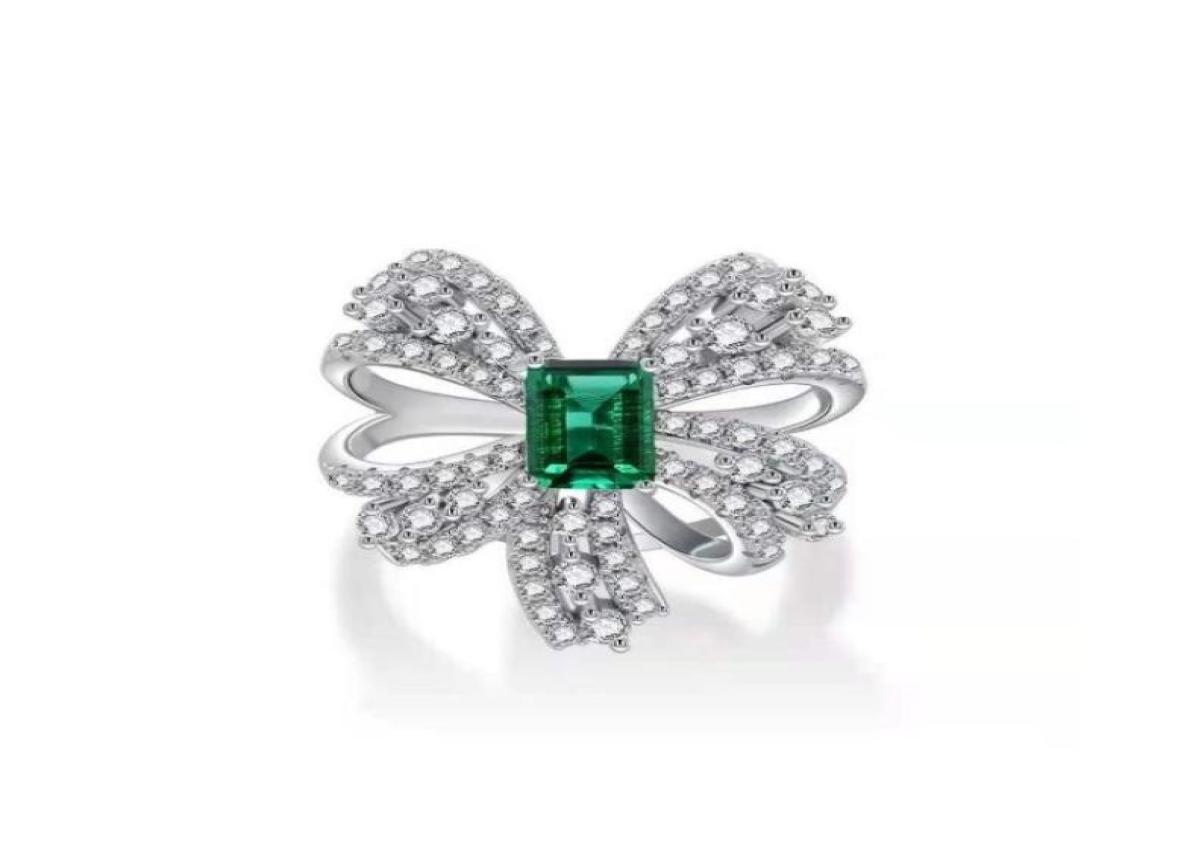 

2021 Fashion Banquet And Party Gift Ring US Size with Green Crystal Bow7470891
