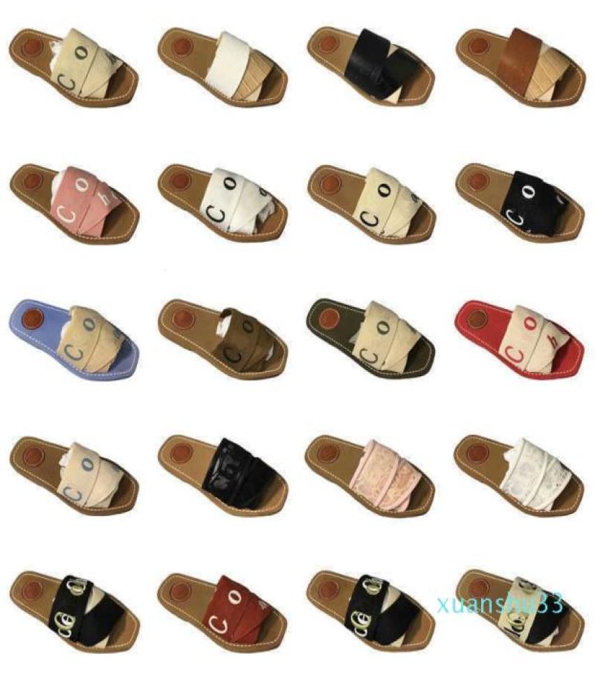 

5A Chloa Slipper Sandal Shoe Chl Slide Slippers Designer Mens Womens Woody Flat Mule Canvas White Black Grey Green Soft Pink Sail 4385490