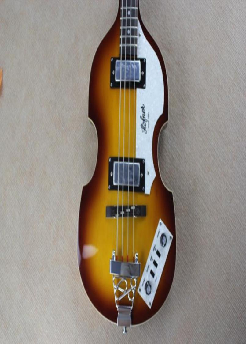 

McCartney Hofner H5001CT Contemporary Violin Deluxe Bass Vintage Sunburst Electric Guitar Flame Maple Top Back 2 511B Staple P4111257
