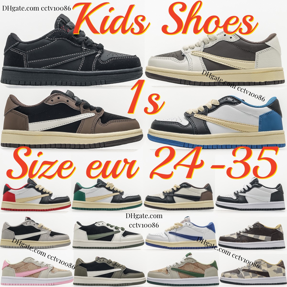 

Shoes Kids 1 Designer 1s Low Basketball Travis Sneakers Boys Kid Youth Toddler OG Shoe Girls Baby Children Reverse Mocha Trainers Jumpman Black Phantom Blue size 24-35