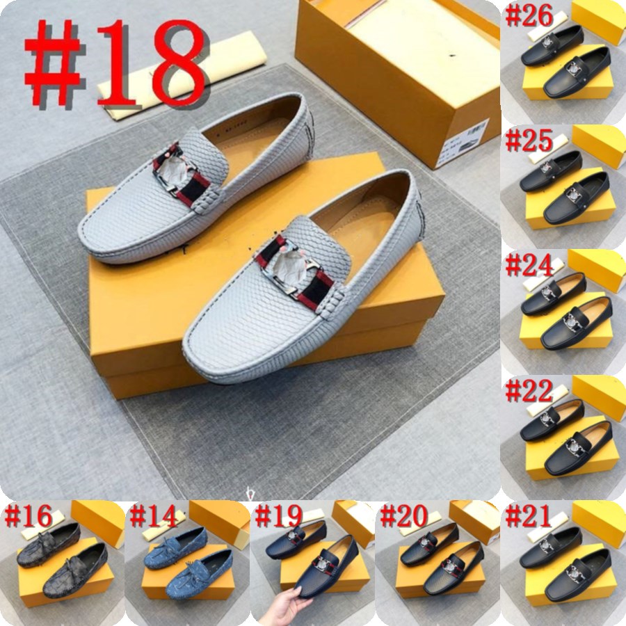 

26Model Loafers Designer Men Shoes Size 38-46 New Design Suede Loafers Genuine Leather Slip on Moccasins Men Comfy Green Driving Loafers for, #19