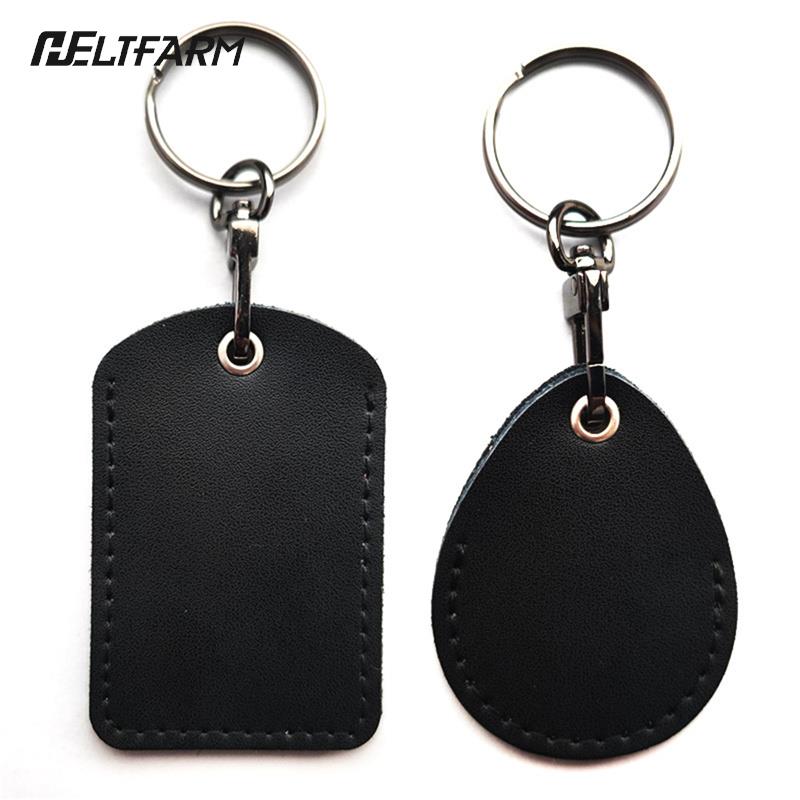 

Vintage PU Leather Keychain Protective Case Door Lock Access Control Tags Card Bag Key Tag Ring
