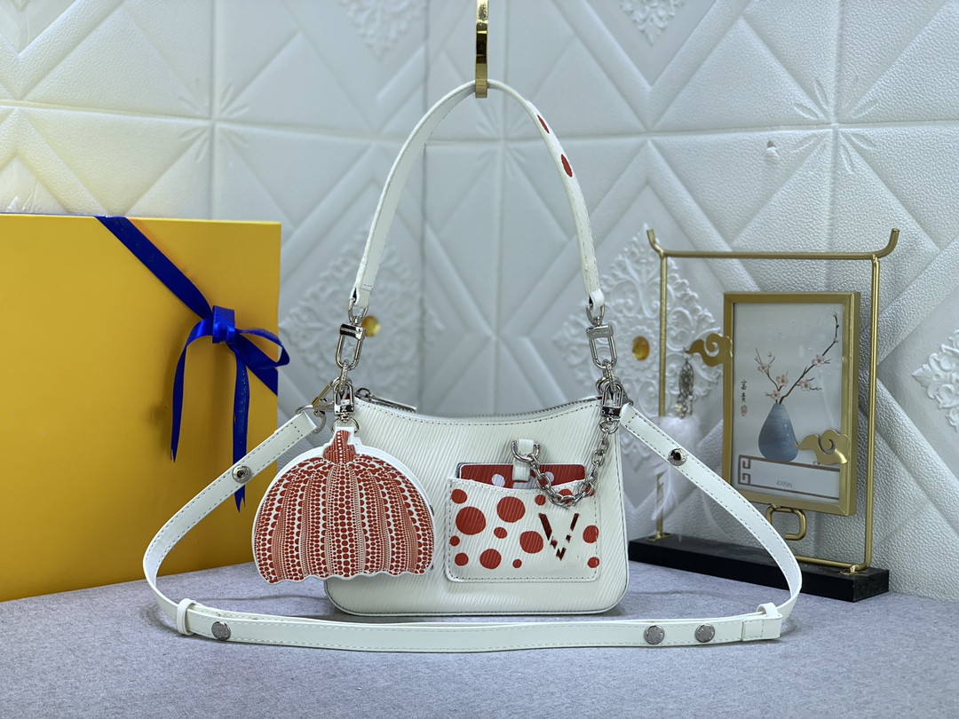 

Marelle Handbag Designer Marellini Cross Body Purses Crossbody Mini Hobo Bags Messenger Bag Genuine Leather 19cm M21703 Designers YK Dots Yayoi Kusama Handbags, Yellow