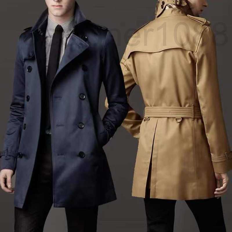 

designer Burb men trench coat long jacket stand collar British Business Casual Windbreaker Coats SNO0, Navy