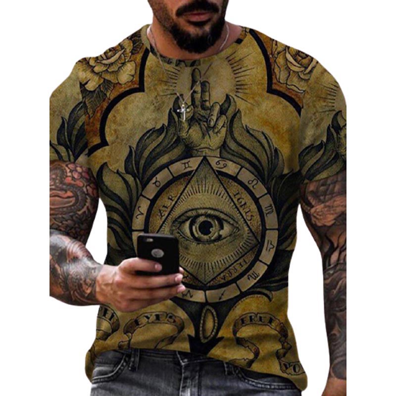 

Mens Fashion Printing T Shirt with God Eyes Hiphop Punk T-Shirt for Wholesale 2021 Summer Tees Boy, Mix