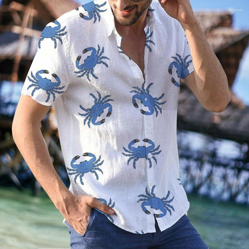 

Men's Casual Shirts Crab Pattern Men's Shirt Hawaii Style Comfortable For Man Oversized 3D Print Male Clothes Harajuku Summer Fashion, Bsjhe231011q