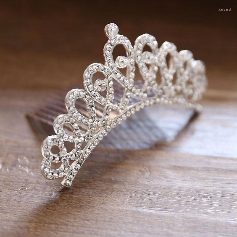 

Hair Clips 1PC Silver Color Tiaras Crowns Wedding Bride Party Crystal Diadems Rhinestone Head Ornaments Fashion Accessories Jewelry