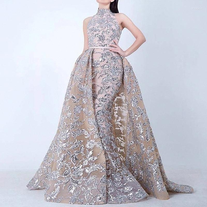 

Party Dresses Luxury Gold Sequined Women Prom Dress Sexy Sleeveless Bodycon Evening Elegant Dance Swing