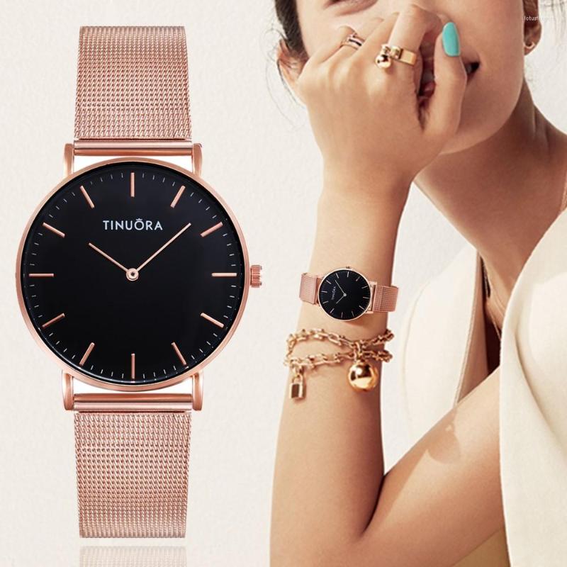 

Wristwatches Luxury Fashion Women's Watch 2023 Top Brand Quartz Watches For Women Casual Rose Gold Montre Femmes, Rose gold black