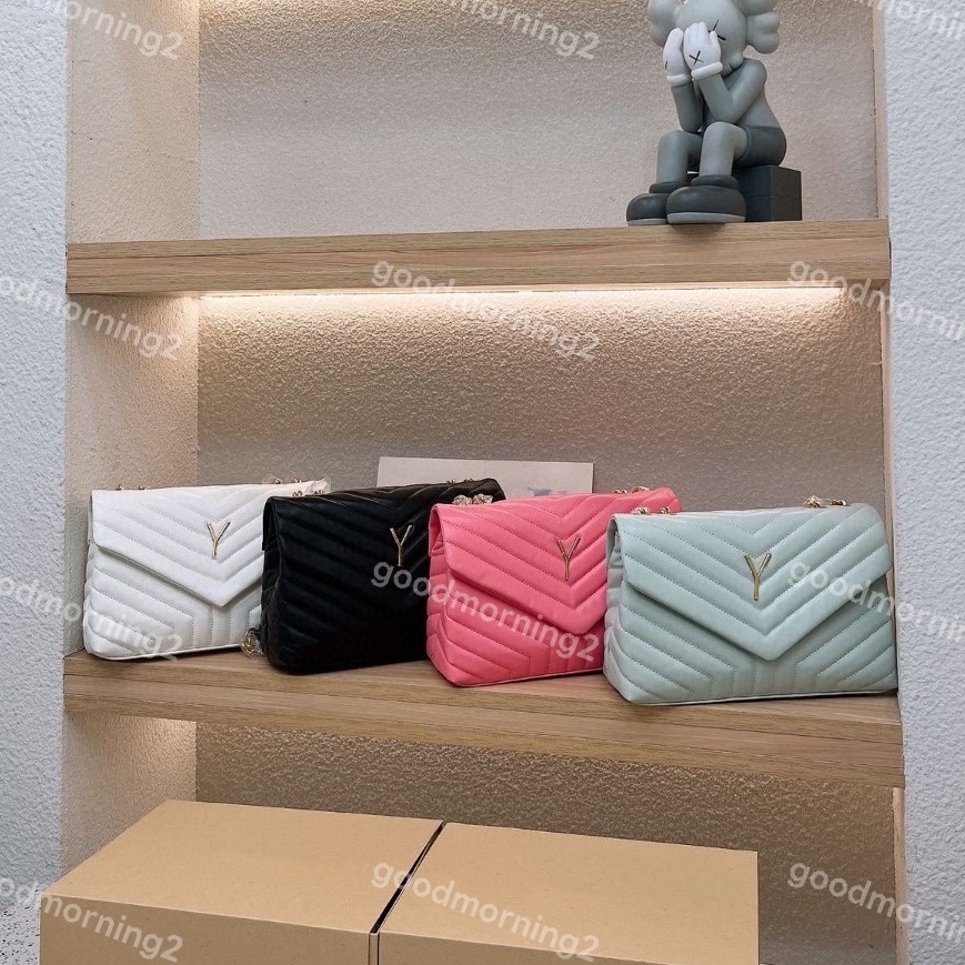 

Women Tote Fashion Designer Handbags Flap Purses LOULOU Chain Bag Brand Classic Leather Shoulder Bags Crossbody Bag 30cm, Black