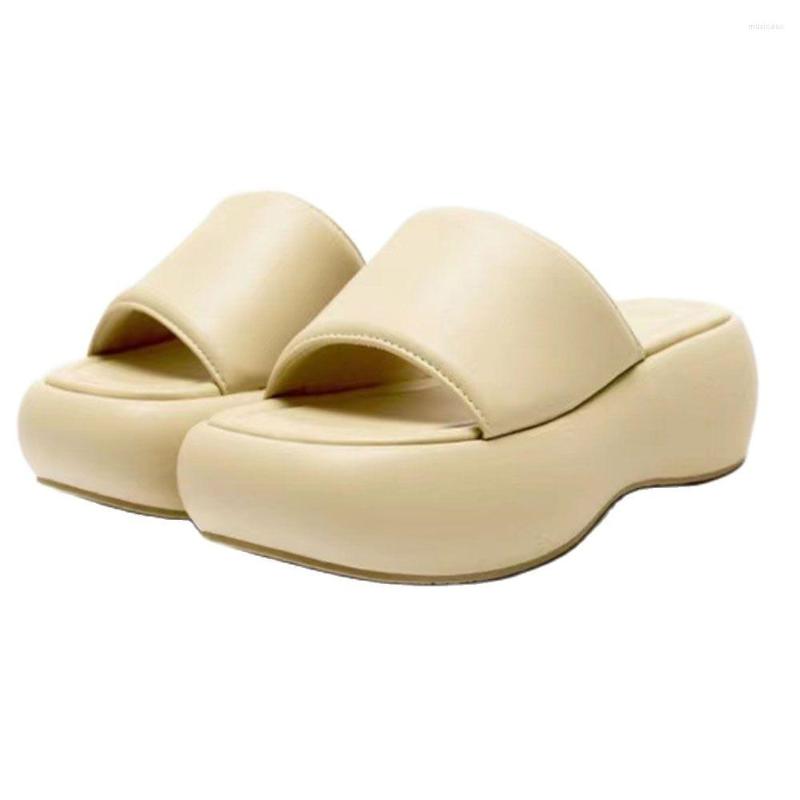 

Slippers 2023 Summer Style Small Fragrant Pine Cake Bottom Comfortable With Elevated Thick Sole Bread Cool, Gold