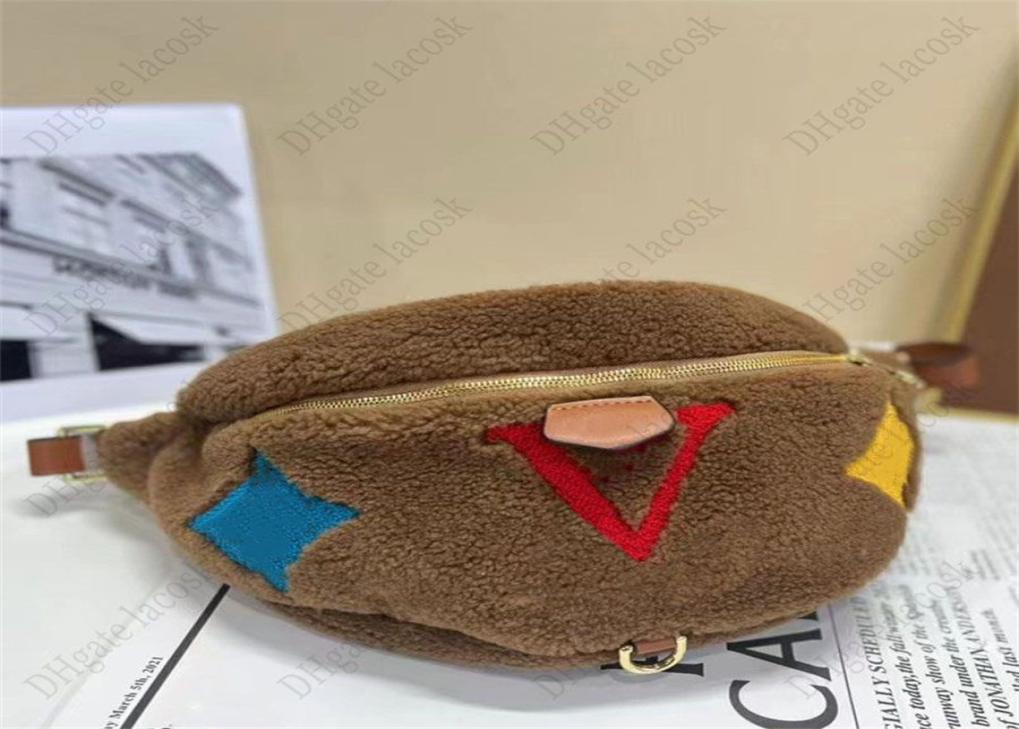 

Multicolor Mens Womens Waist Bags Winter Design Chest Bag Girls Boys Handbag Purses Crossbody Unisex Soft Fur Lamb Wool Shoulder B5105030, Sky blue