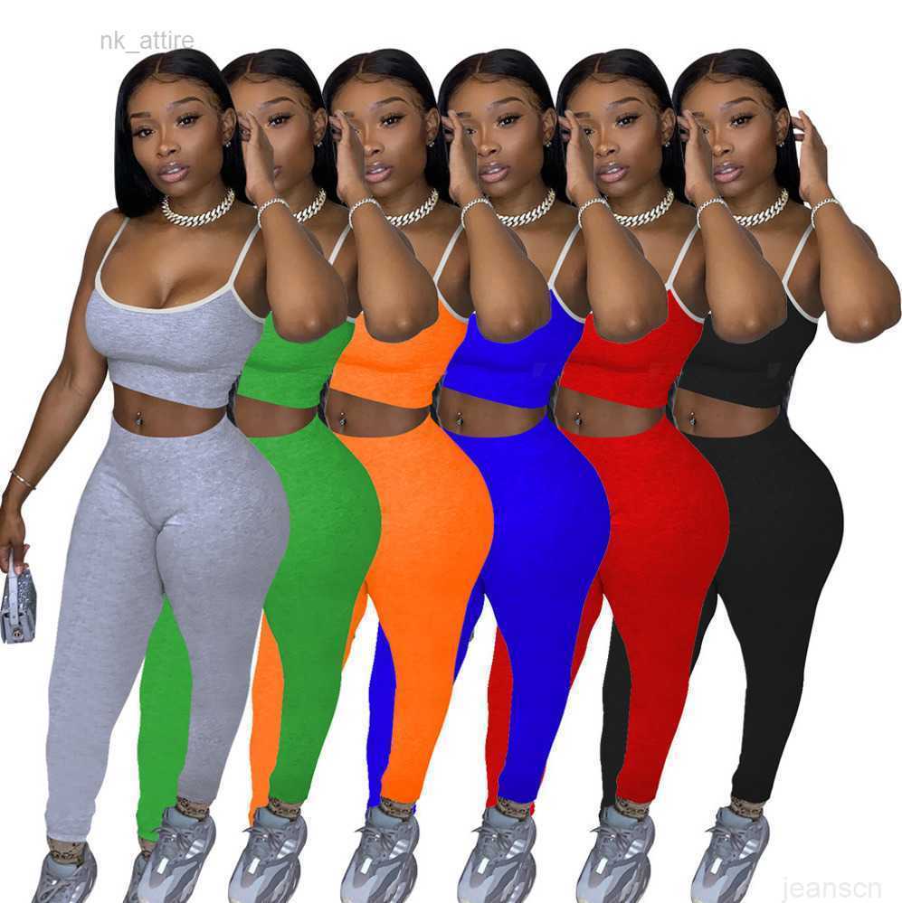 

2023 women two piece outfits tracksuits fashion womens casual tracksuit short sling trousers set plus size clothing summer style -XXL, Orange