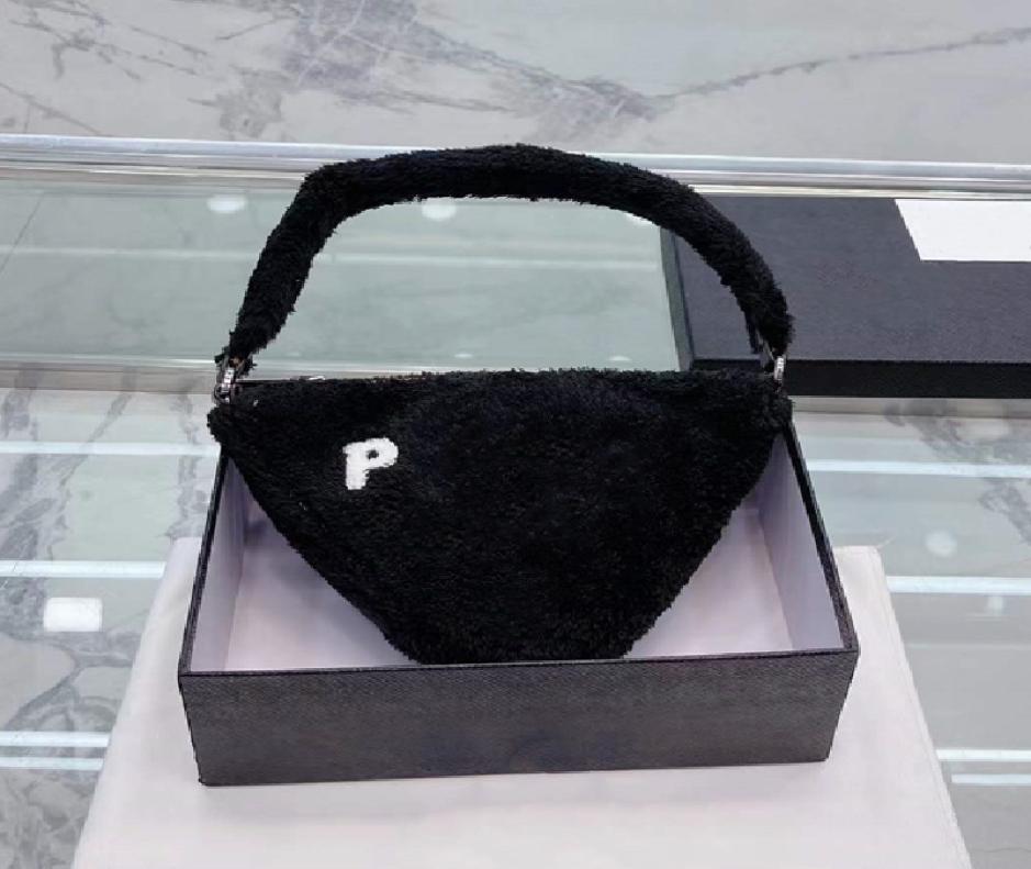 

Evening Bags furry designer bag Winter Triangle Fur Bags luxury handbag tote bag fashion single shoulder lady purses Warm Soft Han4496765, Pink