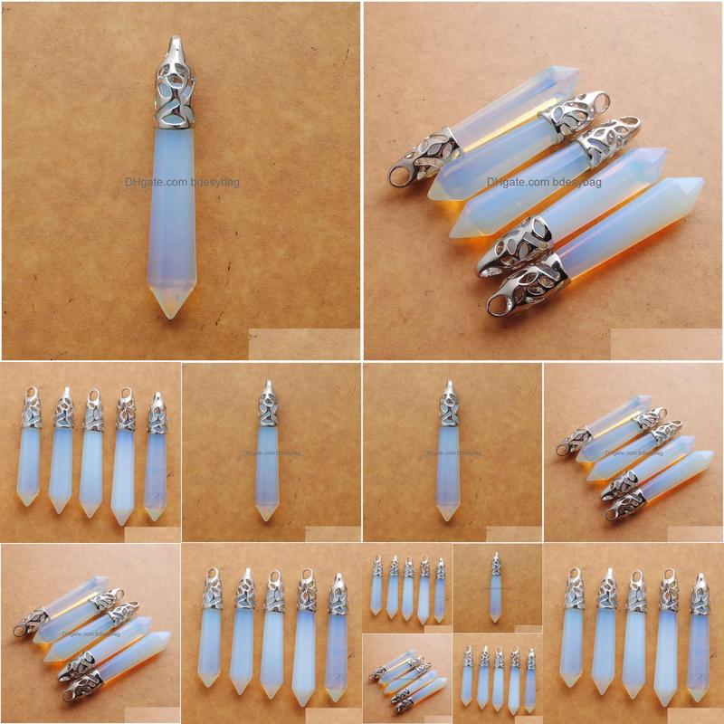 

Pendant Necklaces Natural Stone Opal Hexagonal Reiki Chakra Pendum Pendants For Jewelry Making Women Necklace Accessories N3006 Drop Dh3Sw