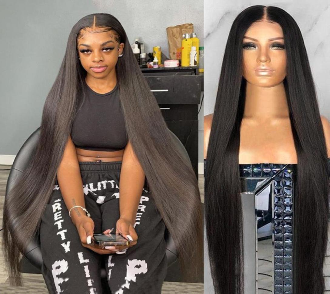 

30 40 Inch Straight Lace Front Wig Brazilian 13x4 Lace Frontal pre plucked Bob Wigs For Black Women Human Hair 250 Density8305838, Others color