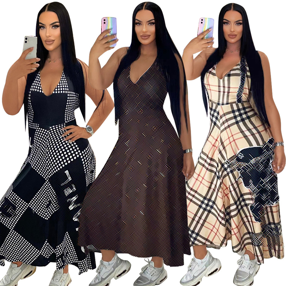 

Dd0032 Women' 2 New Fashion Casual Sexy Sleeveless Printed Shoulder Strap Loose Dress, 02