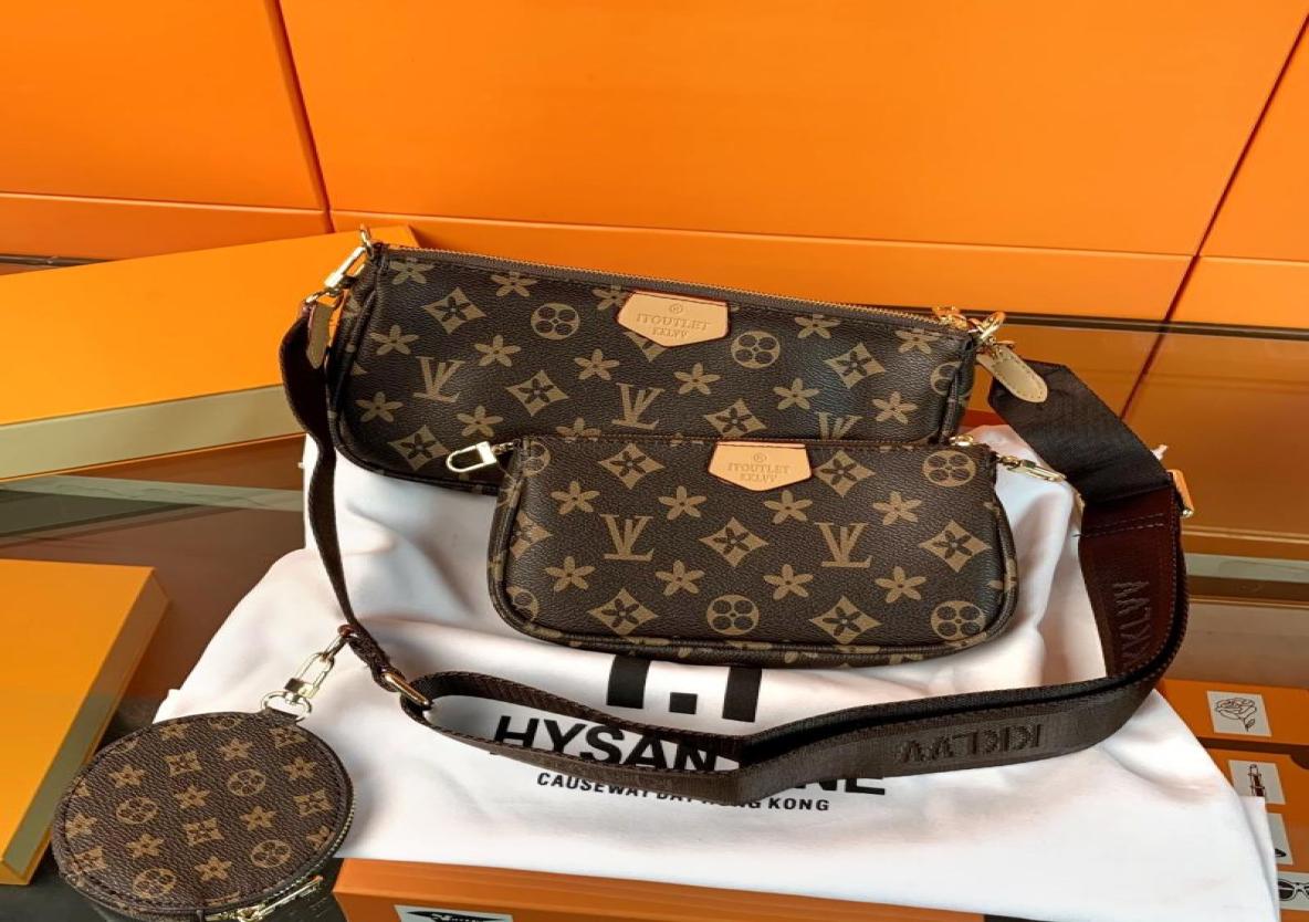 

High quality Three piece set Shoulder bag Original Box Womens bags Crossbody Purse Messenger Bags Handbags Flowers Designers PU Le1766449, Red